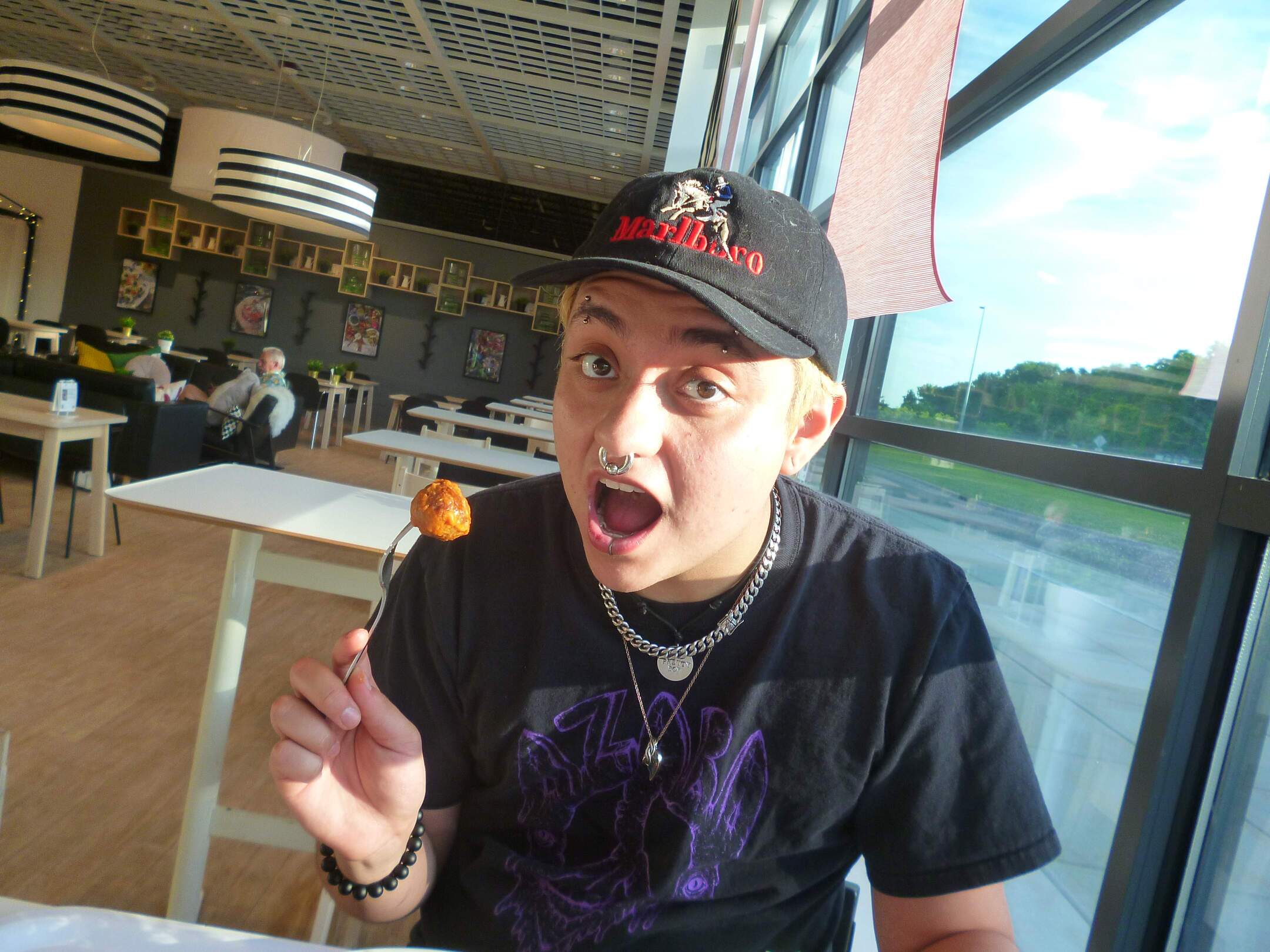 David at Ikea with a veggie ball.