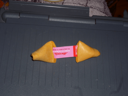 back of same fortune cookie, says visit ice cream museum of chicago.